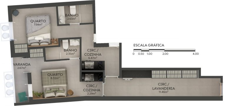 Botafogo – Double Studio – 2 Suítes